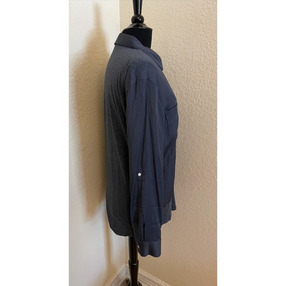 LOFT Mixed Media Long Sleeve Button Up Shirt - Sz L - Picture 7 of 9